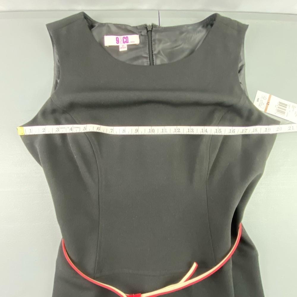 NWT 9 & Co. Day to Dinner LBD little black dress with pink belt wms sz 12 - Picture 9 of 12